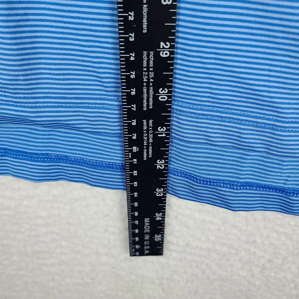 Adidas Polo Shirt Mens large Blue Striped Clima Lite Performance Short Sleeve‎